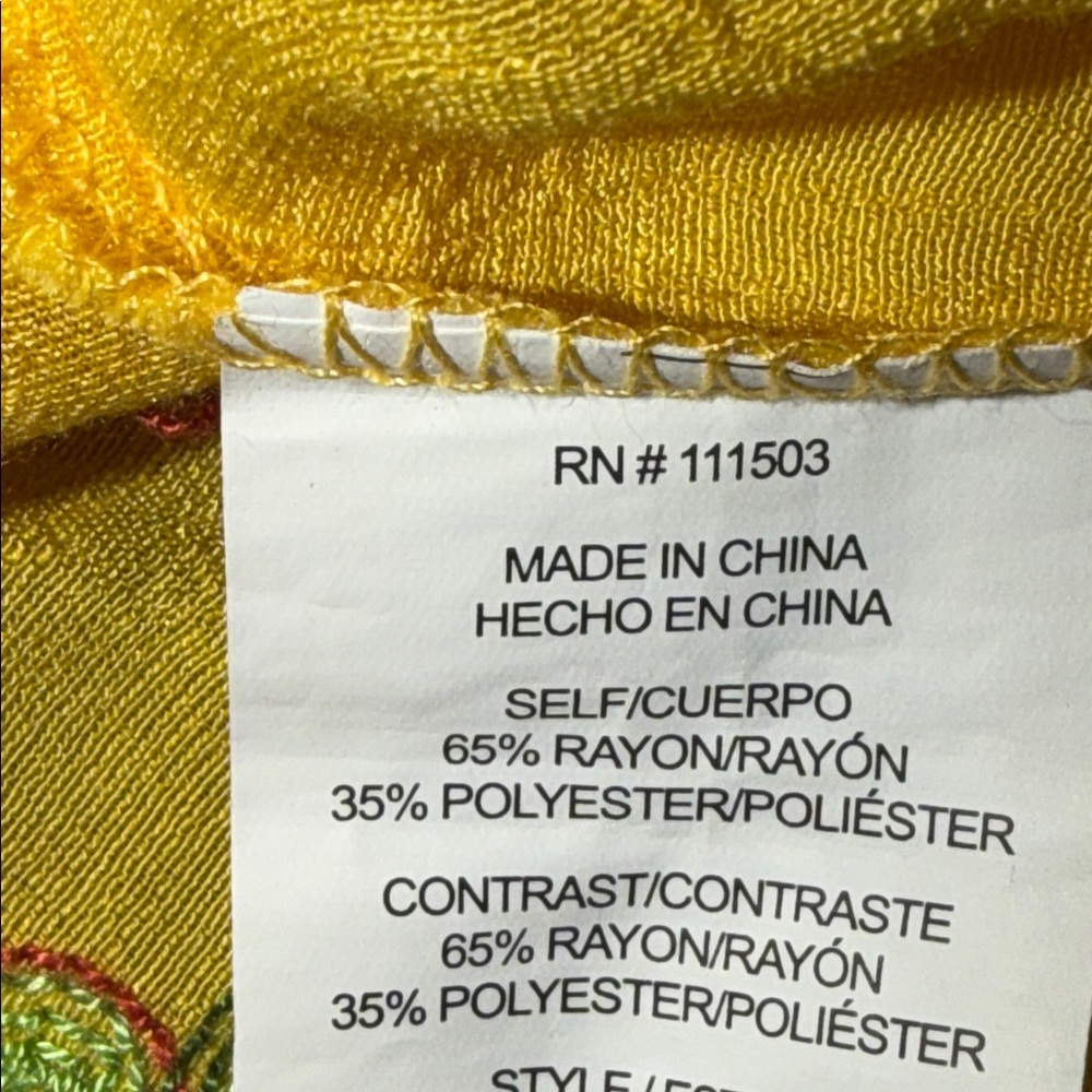Anthropologie Fig & Flower Yellow Embroidered Floral Long Sleeve Top Size Medium - Picture 7 of 7
